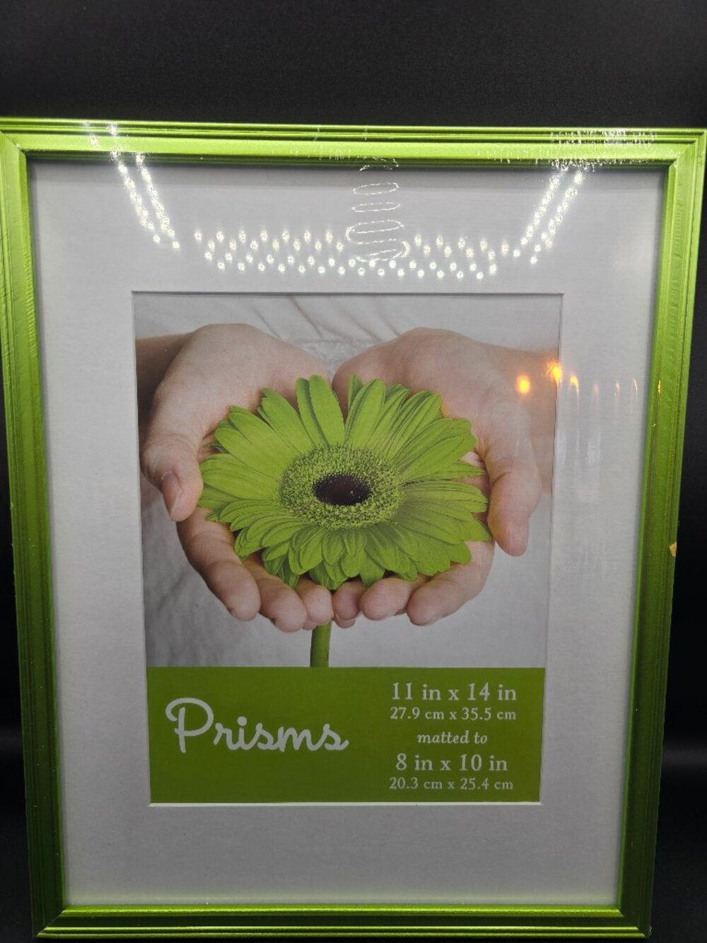 Prisms 11"x14" Green Wood Photo Frame – Matted for 8"x10" – NEW